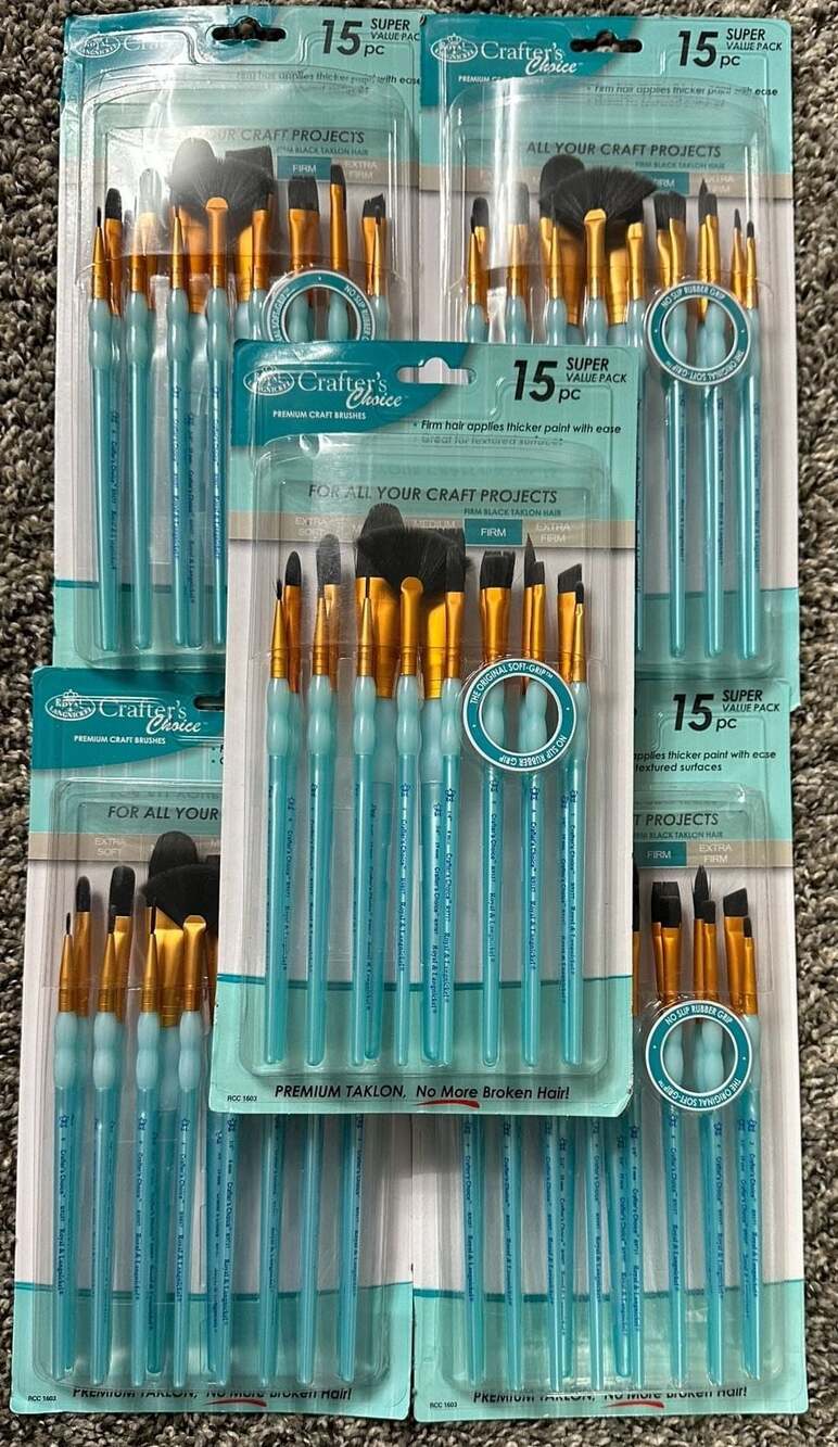 Royal & Langnickel Crafter's Choice 15-Piece Paint Brush Set (5-Pack Bundle)-bra
